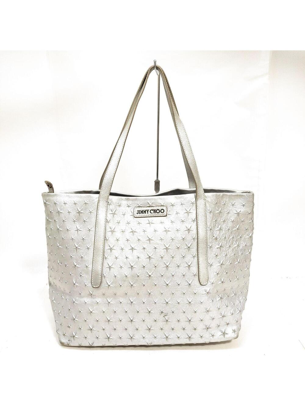 JIMMY CHOO Tote Bag Silver Leather 4524470